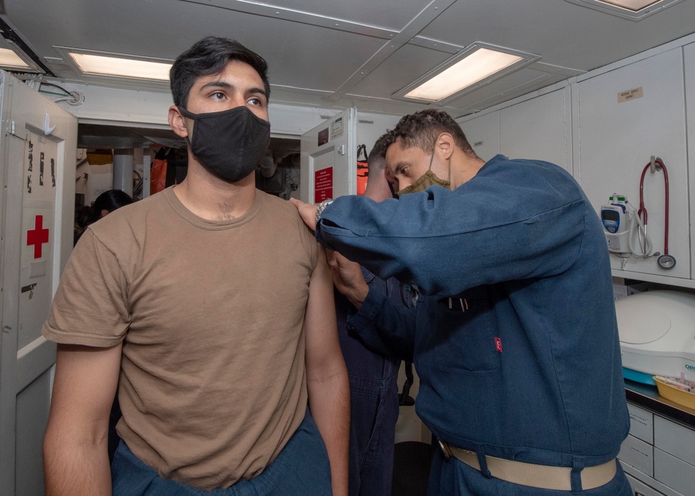 Theodore Roosevelt Carrier Strike Group Gets Vaccinated
