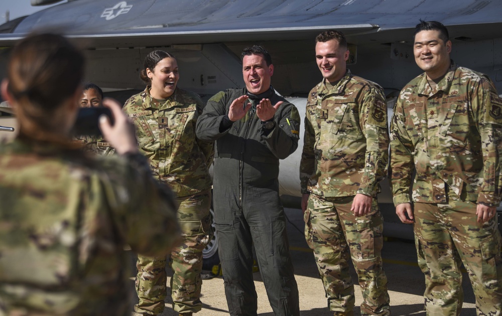 Wolf II celebrates his final flight at the Wolf Pack