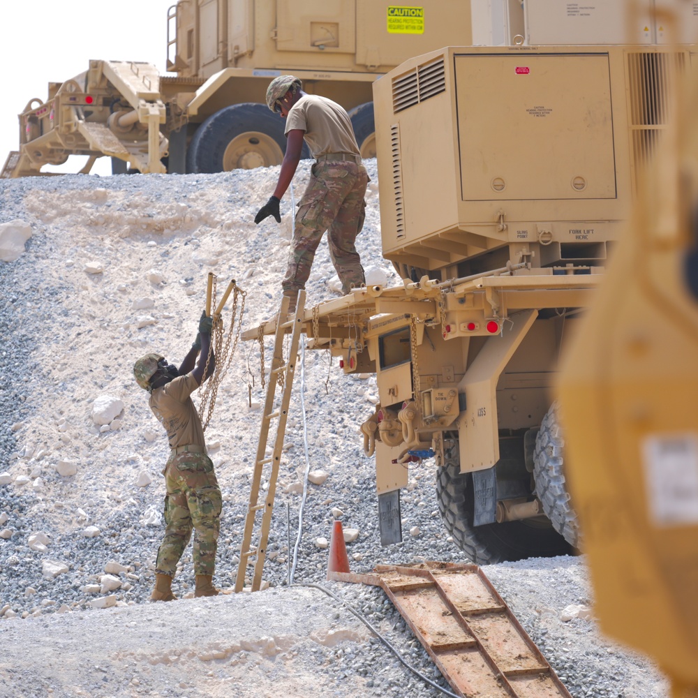 Soldiers conduct Patriot emplacement training at Al Dhafra