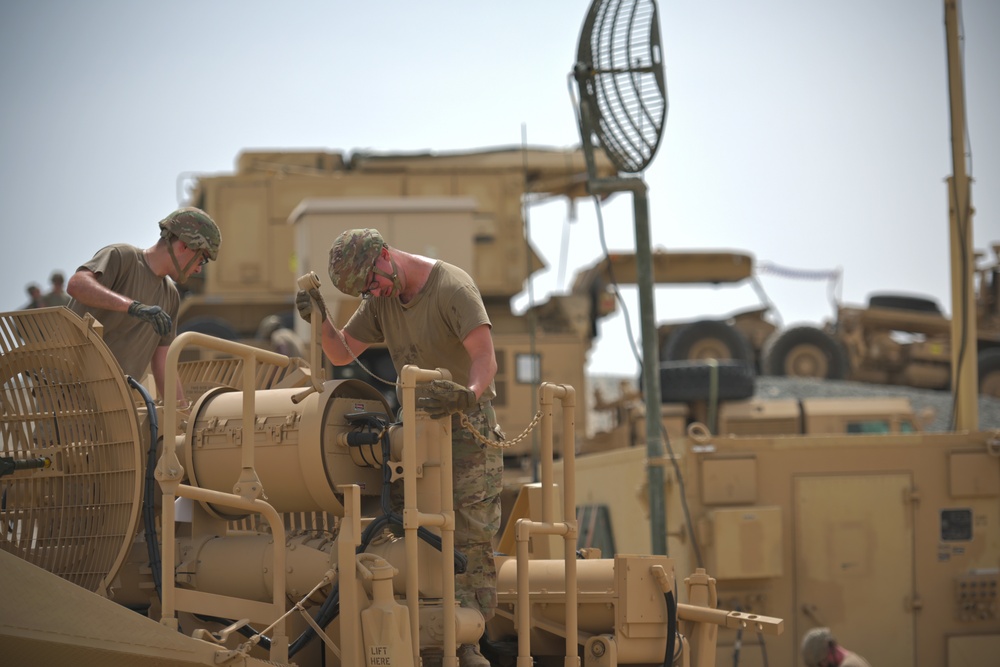 Soldiers conduct Patriot emplacement training at Al Dhafra