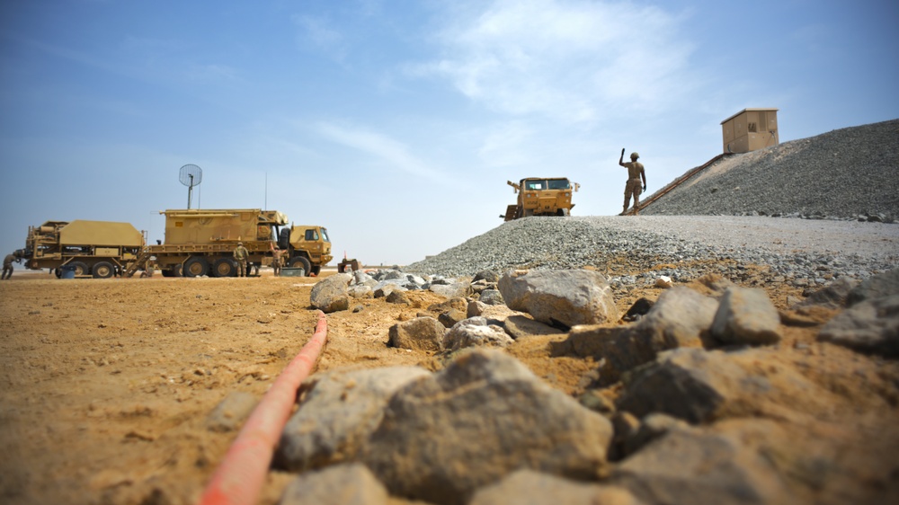 Soldiers conduct Patriot emplacement training at Al Dhafra