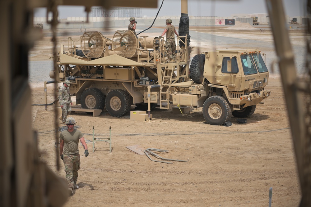 Soldiers conduct Patriot emplacement training at Al Dhafra