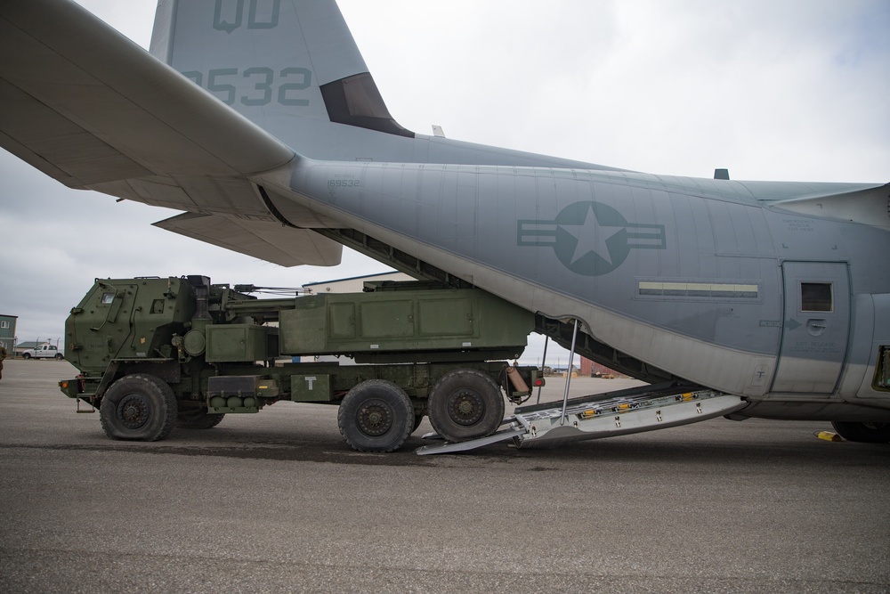 15th MEU HIMARS load KC-130J at Cold Bay, Alaska during Northern Edge 2021