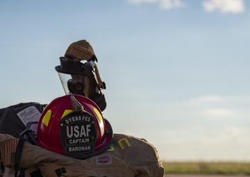 Aircraft fire training; 7th CES, 512th CES and Abilene Regional Airport firefighters team up