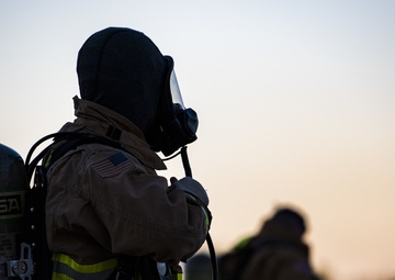 Aircraft fire training; 7th CES, 512th CES and Abilene Regional Airport firefighters team up