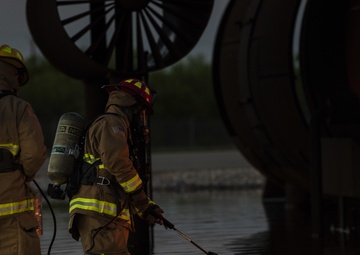 Aircraft fire training; 7th CES, 512th CES and Abilene Regional Airport firefighters team up