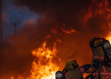Aircraft fire training; 7th CES, 512th CES and Abilene Regional Airport firefighters team up
