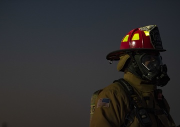 Aircraft fire training; 7th CES, 512th CES and Abilene Regional Airport firefighters team up