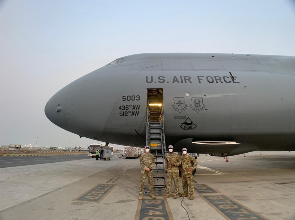 The sixth of several emergency COVID-19 relief shipments from the United States arrives in India.