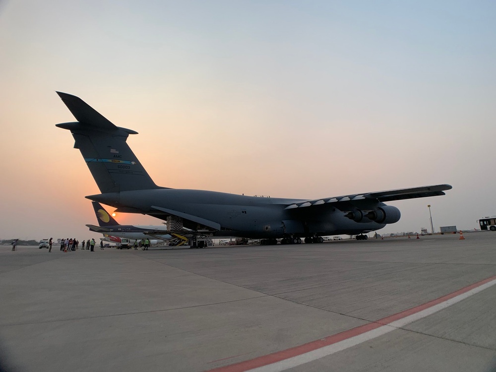 The sixth of several emergency COVID-19 relief shipments from the United States arrives in India.