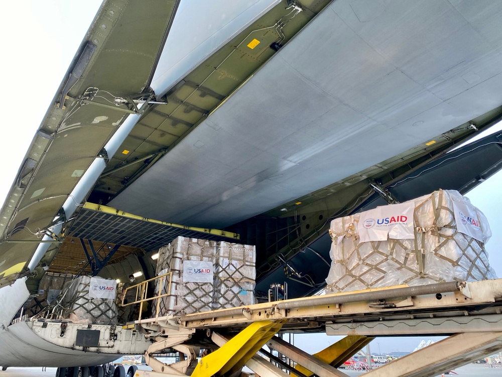 The sixth of several emergency COVID-19 relief shipments from the United States arrives in India.