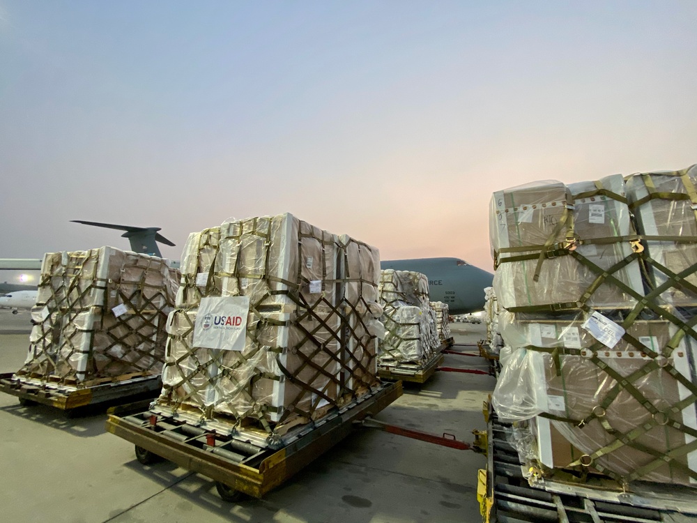 The sixth of several emergency COVID-19 relief shipments from the United States arrives in India.