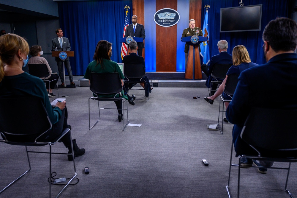 Secretary of Defense Lloyd J. Austin III, Chairman of the Joint Chiefs of Staff Army Gen. Mark A. Milley hold joint press briefing