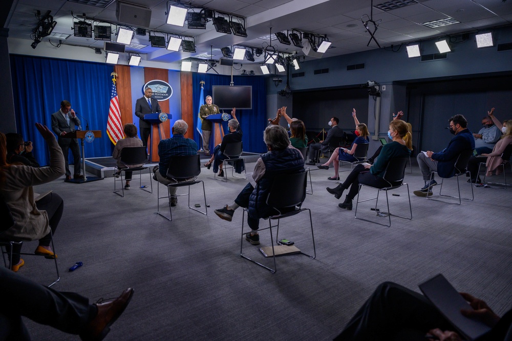 Secretary of Defense Lloyd J. Austin III, Chairman of the Joint Chiefs of Staff Army Gen. Mark A. Milley hold joint press briefing