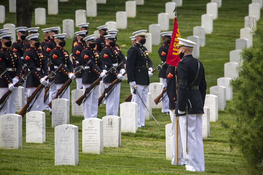 Marines conduct a Full Honors Funeral for General John K. Davis at Arlington National Cemetery