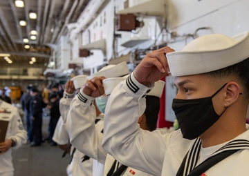 USS America (LHA 6) Conducts Uniform Inspection