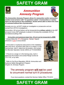 Fort Drum Safety Office reminds Soldiers about Ammunition Amnesty Program