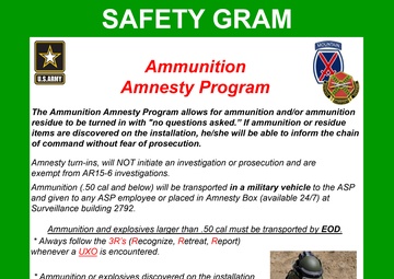 Fort Drum Safety Office reminds Soldiers about Ammunition Amnesty Program