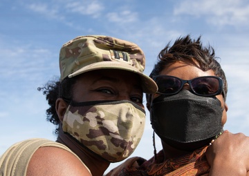 Cal Guard Soldier and her mother celebrate reunion with COVID-19 vaccinations