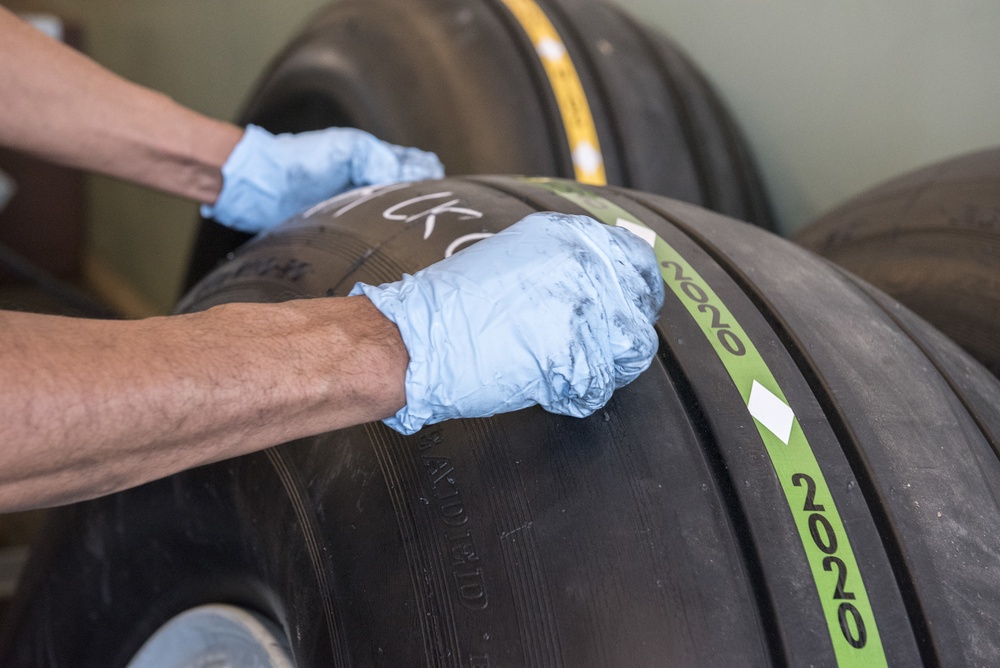 167th Maintainers Prepare Wheels and Tires for Aircraft