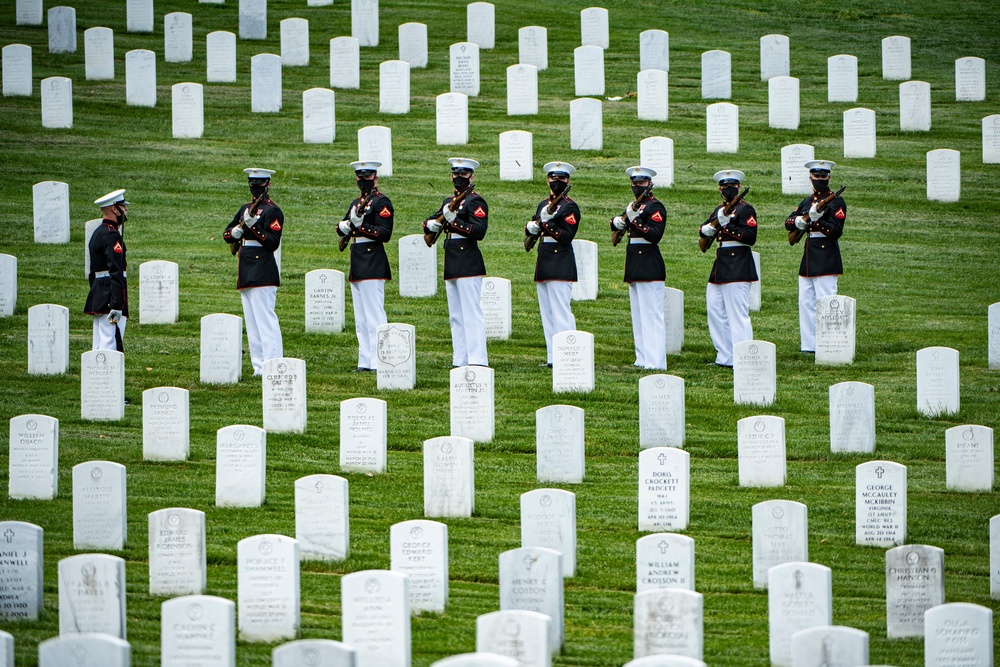 Military Funeral Honors with Funeral Escort are Conducted for retired Assistant Commandant of the U.S. Marine Corps Gen. John Kerry Davis