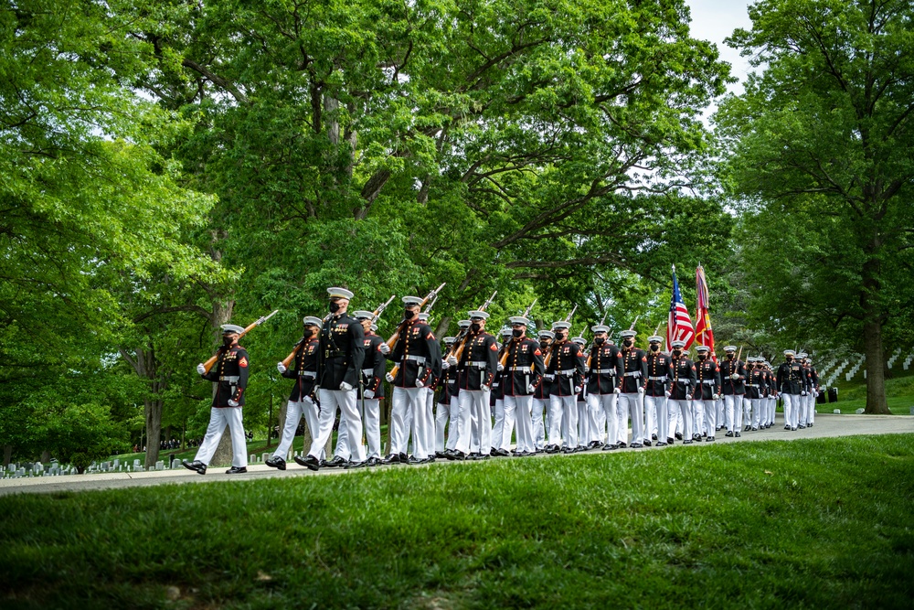 Military Funeral Honors with Funeral Escort are Conducted for retired Assistant Commandant of the U.S. Marine Corps Gen. John Kerry Davis