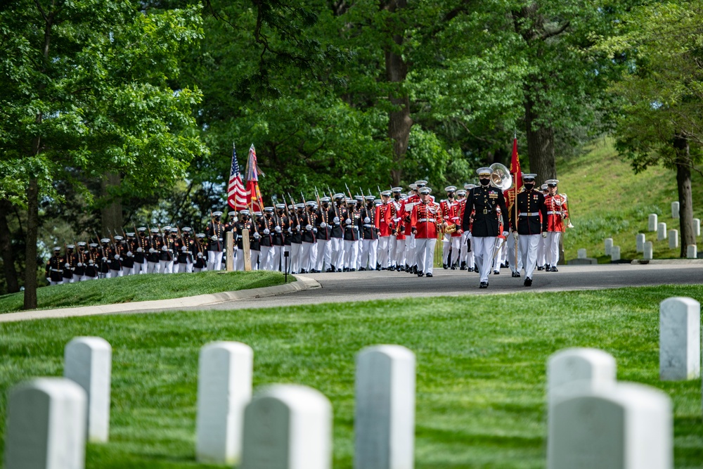 Military Funeral Honors with Funeral Escort are Conducted for retired Assistant Commandant of the U.S. Marine Corps Gen. John Kerry Davis