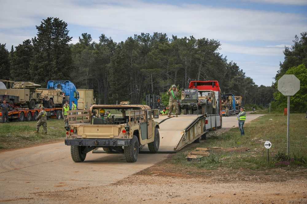 U.S. vehicles and equipment en route to Slovenia