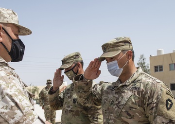 US Soldier Salutes Flag at Flag Exchange Ceremony