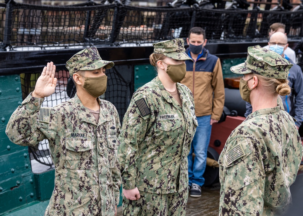 U.S. Navy Sailors Reenlists Aboard USS Constitution