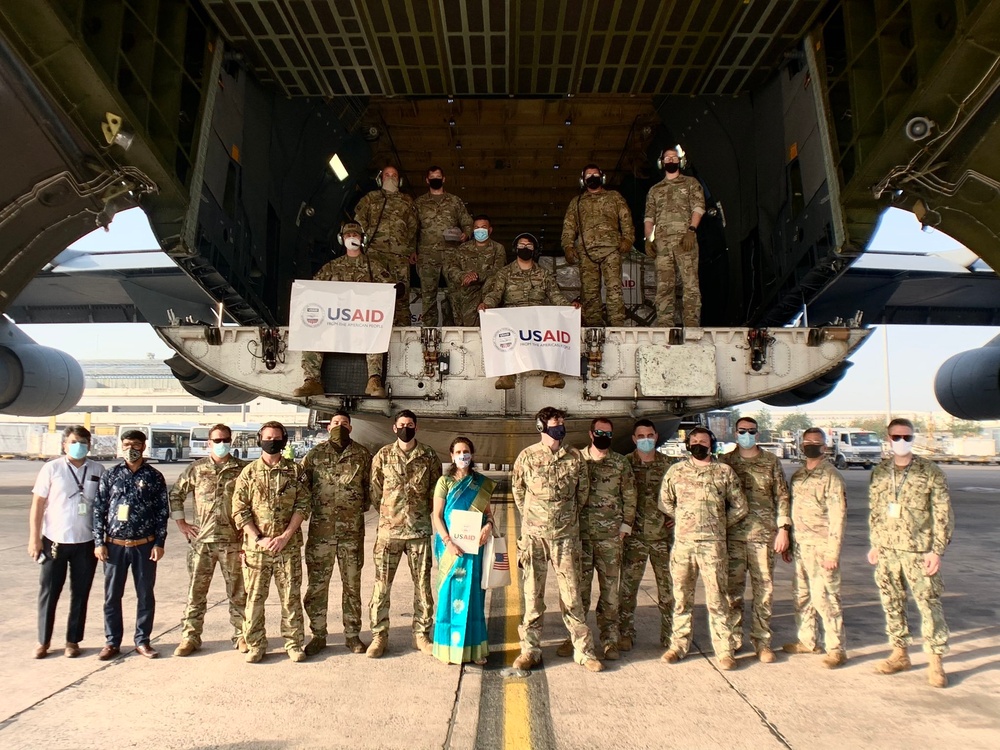 The fifth of several emergency COVID-19 relief shipments from the United States arrives in India.