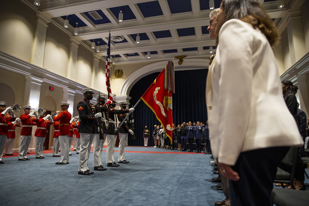 Barracks Marines move indoors for Friday Evening Parade