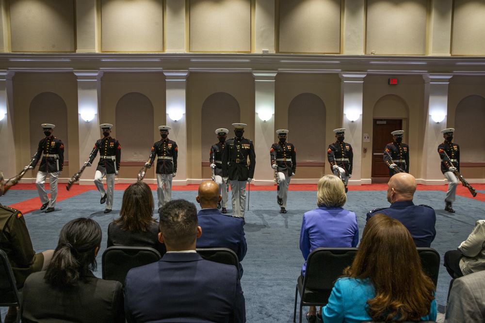 Barracks Marines move indoors for Friday Evening Parade