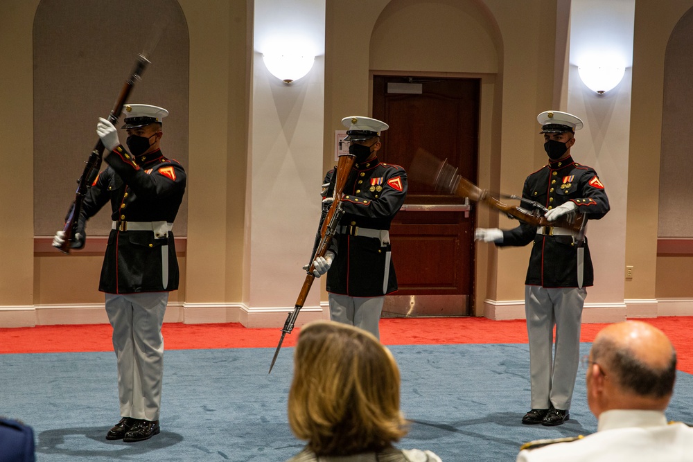 Barracks Marines move indoors for Friday Evening Parade