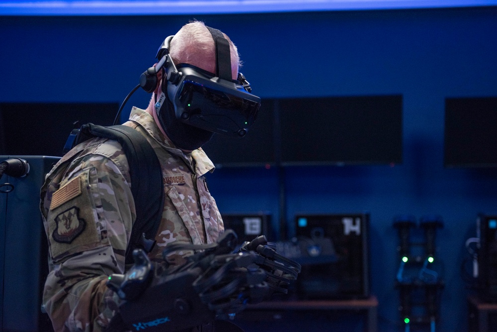 317th AW leaders test state-of-the-art VR gloves