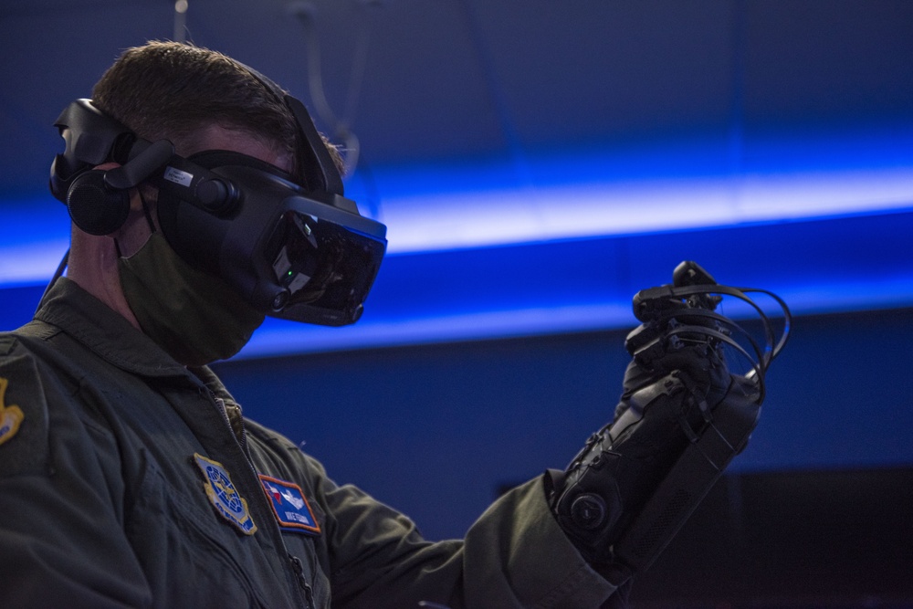 317th AW leaders test state-of-the-art VR gloves