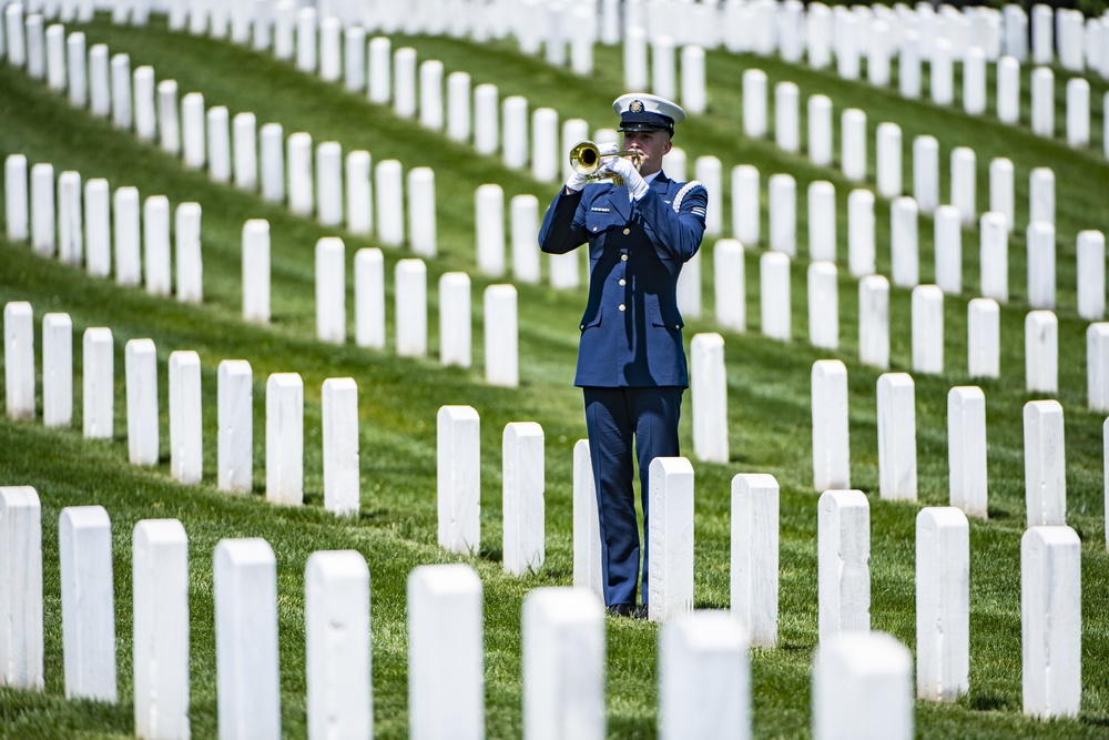 Military Funeral Honors with Funeral Escort are Conducted for retired U.S. Coast Guard Rear Adm. Marshall E. Gilbert in Section 33