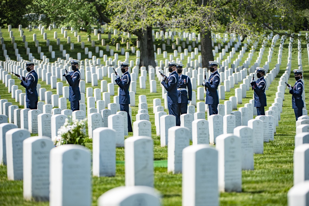 Military Funeral Honors with Funeral Escort are Conducted for retired U.S. Coast Guard Rear Adm. Marshall E. Gilbert in Section 33