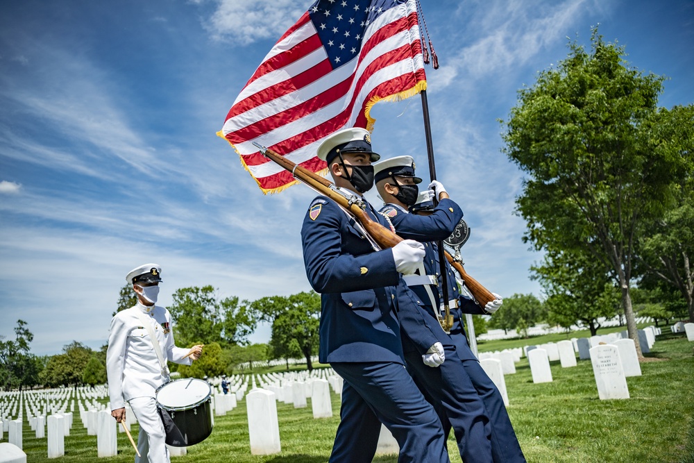 Military Funeral Honors with Funeral Escort are Conducted for retired U.S. Coast Guard Rear Adm. Marshall E. Gilbert in Section 33