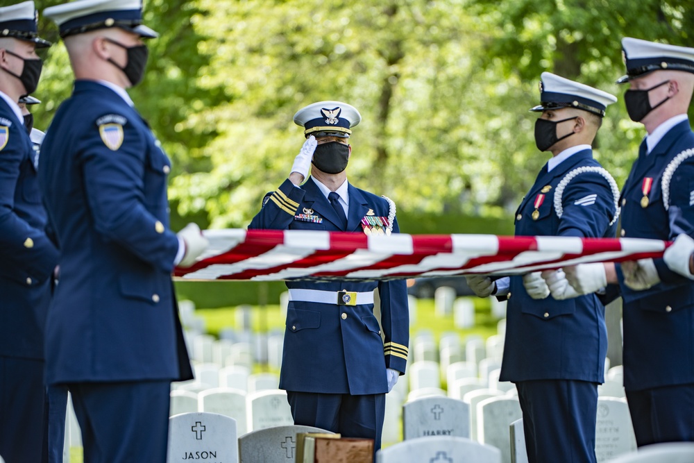 Military Funeral Honors with Funeral Escort are Conducted for retired U.S. Coast Guard Rear Adm. Marshall E. Gilbert in Section 33