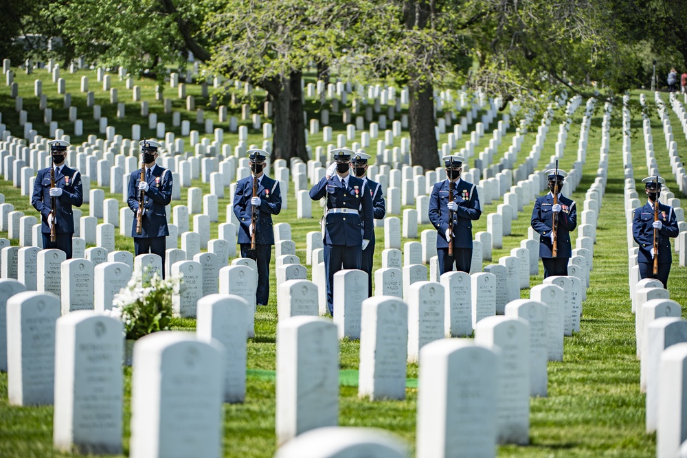 Military Funeral Honors with Funeral Escort are Conducted for retired U.S. Coast Guard Rear Adm. Marshall E. Gilbert in Section 33