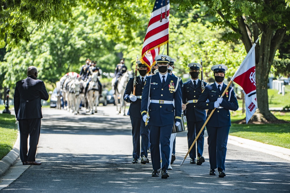 Military Funeral Honors with Funeral Escort are Conducted for retired U.S. Coast Guard Rear Adm. Marshall E. Gilbert in Section 33