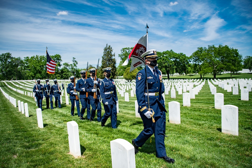 Military Funeral Honors with Funeral Escort are Conducted for retired U.S. Coast Guard Rear Adm. Marshall E. Gilbert in Section 33