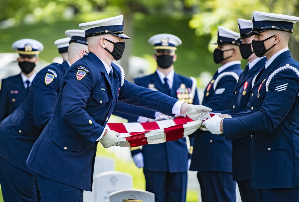 Military Funeral Honors with Funeral Escort are Conducted for retired U.S. Coast Guard Rear Adm. Marshall E. Gilbert in Section 33