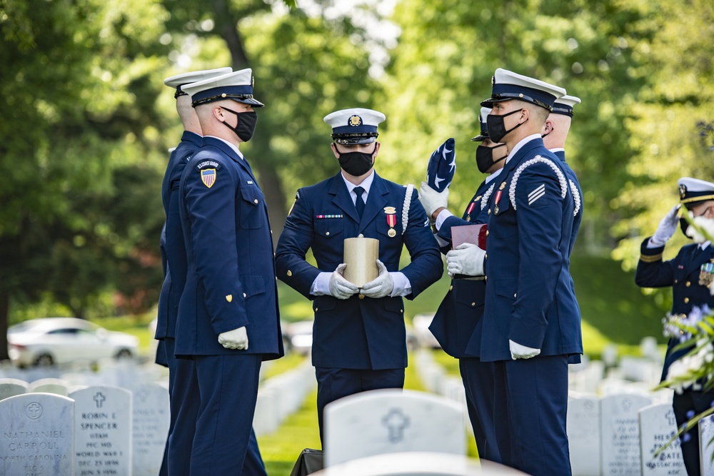 Military Funeral Honors with Funeral Escort are Conducted for retired U.S. Coast Guard Rear Adm. Marshall E. Gilbert in Section 33