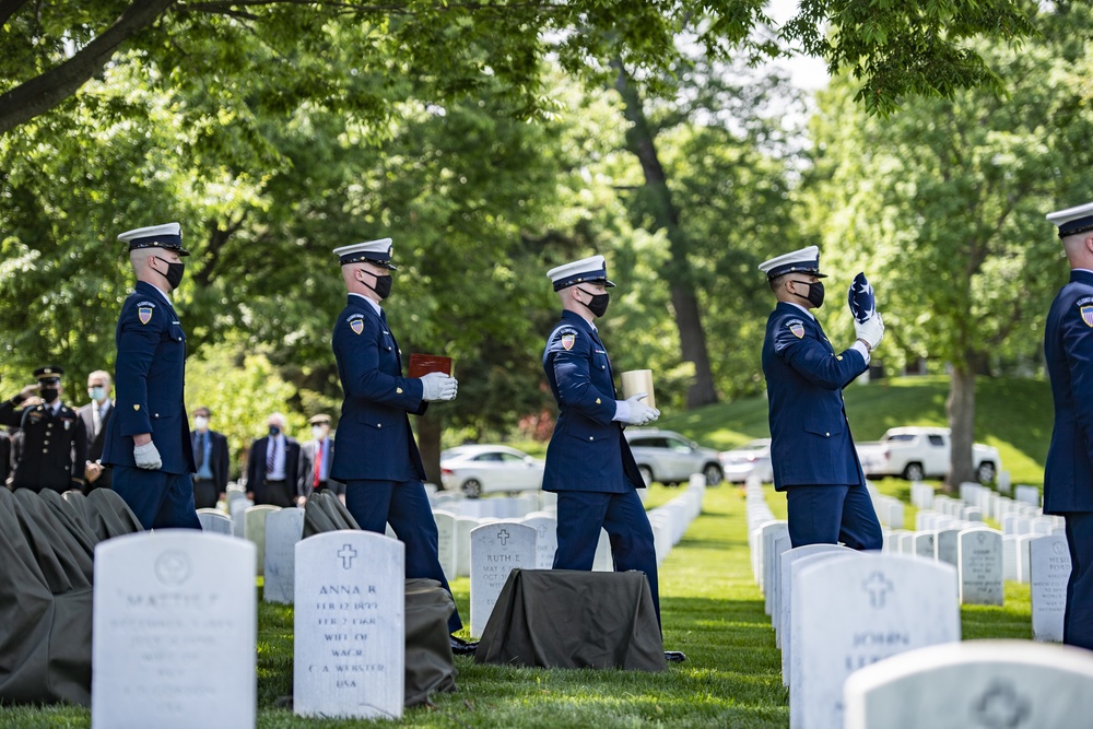 Military Funeral Honors with Funeral Escort are Conducted for retired U.S. Coast Guard Rear Adm. Marshall E. Gilbert in Section 33