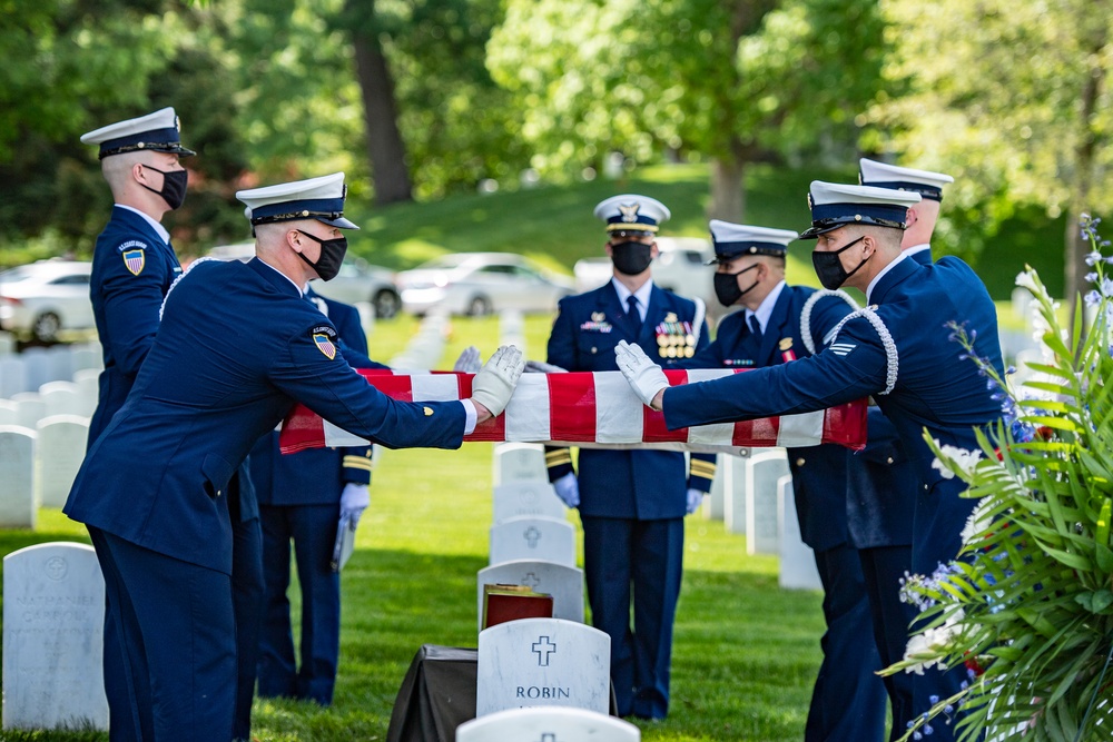 Military Funeral Honors with Funeral Escort are Conducted for retired U.S. Coast Guard Rear Adm. Marshall E. Gilbert in Section 33