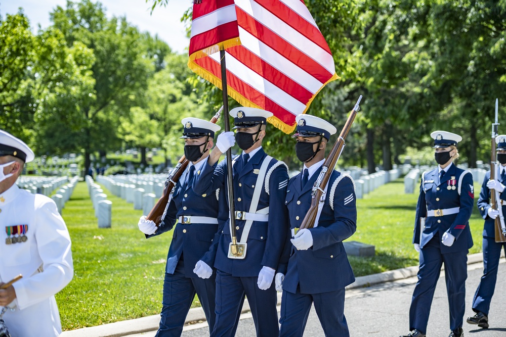 Military Funeral Honors with Funeral Escort are Conducted for retired U.S. Coast Guard Rear Adm. Marshall E. Gilbert in Section 33