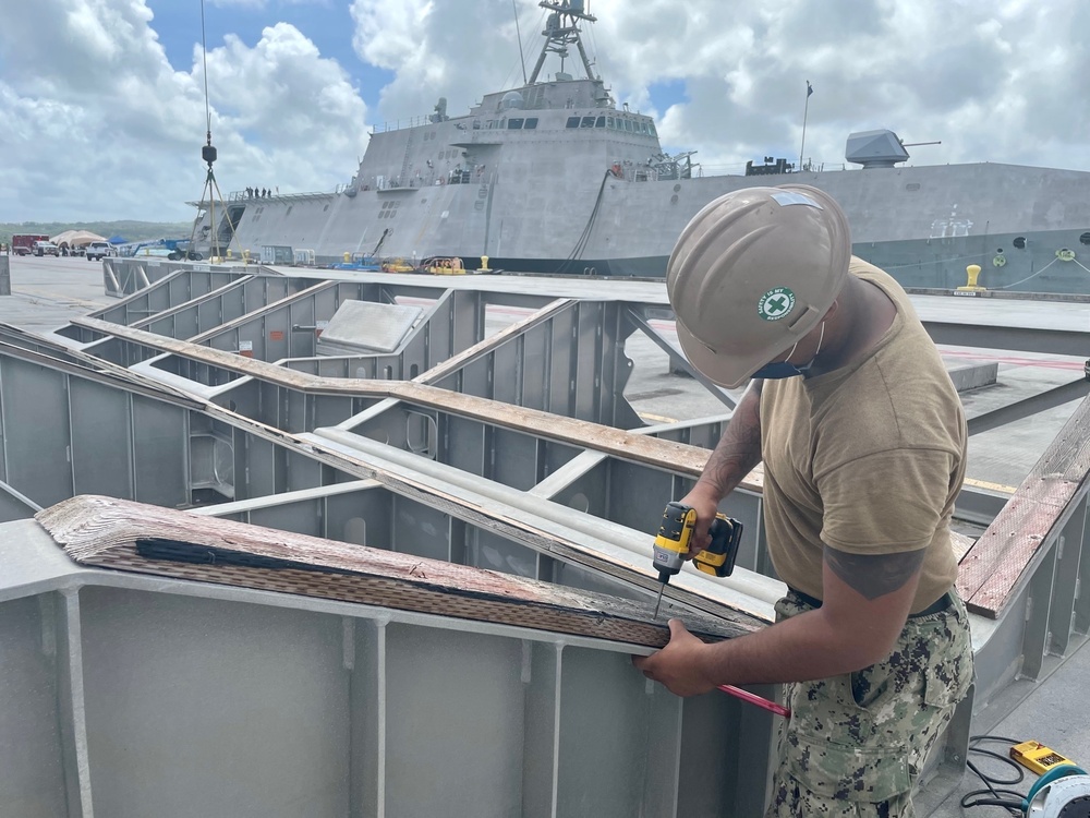 NMCB 11 Restores Mark VI Patrol Boat Cradle on Naval Base Guam