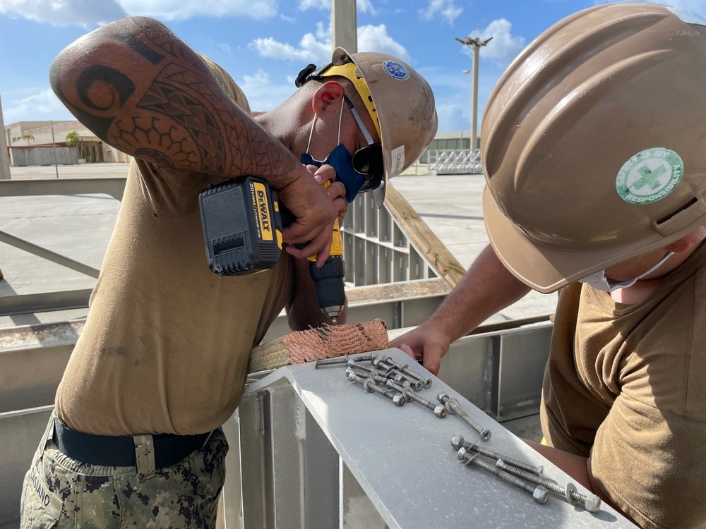 NMCB 11 Restores Mark VI Patrol Boat Cradles on Naval Base Guam